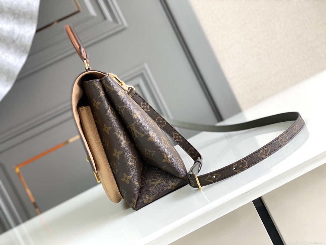 LV M44257 Louis Vuitton Marignan Messenger Top Handle Monogram M43960 Bag Apricot
