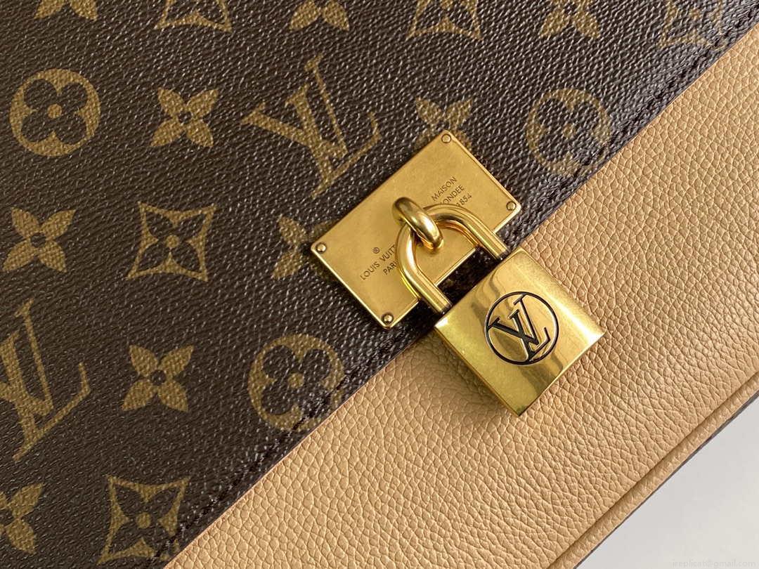 LV M44257 Louis Vuitton Marignan Messenger Top Handle Monogram M43960 Bag Apricot