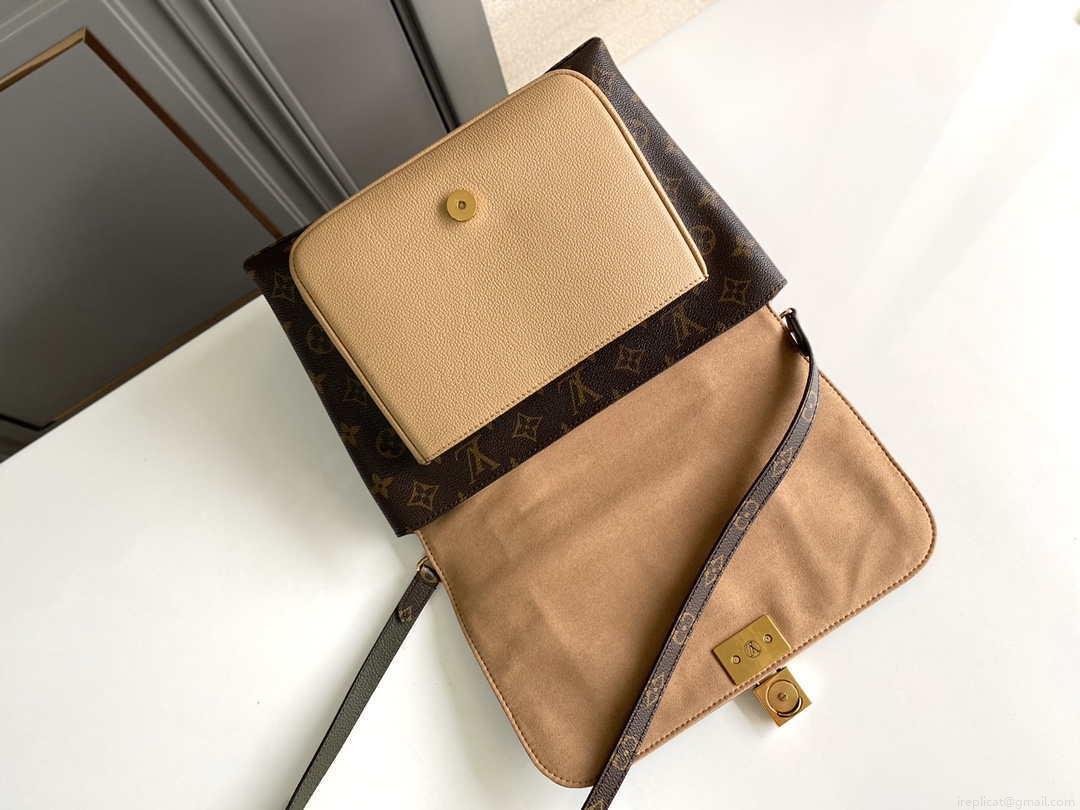 LV M44257 Louis Vuitton Marignan Messenger Top Handle Monogram M43960 Bag Apricot