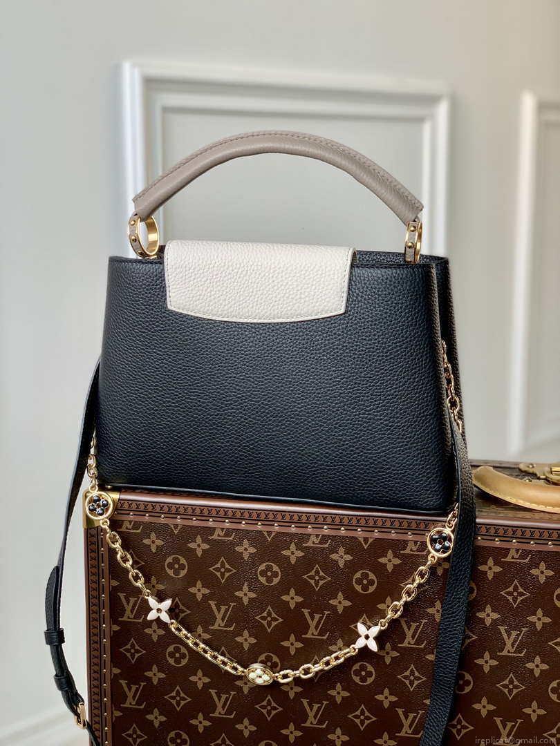 LV M20708 Louis Vuitton Capucines MM Handbag Black