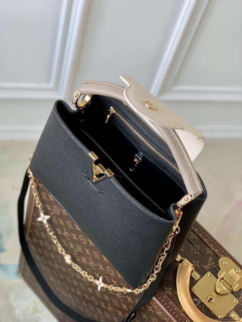 LV M20708 Louis Vuitton Capucines MM Handbag Black