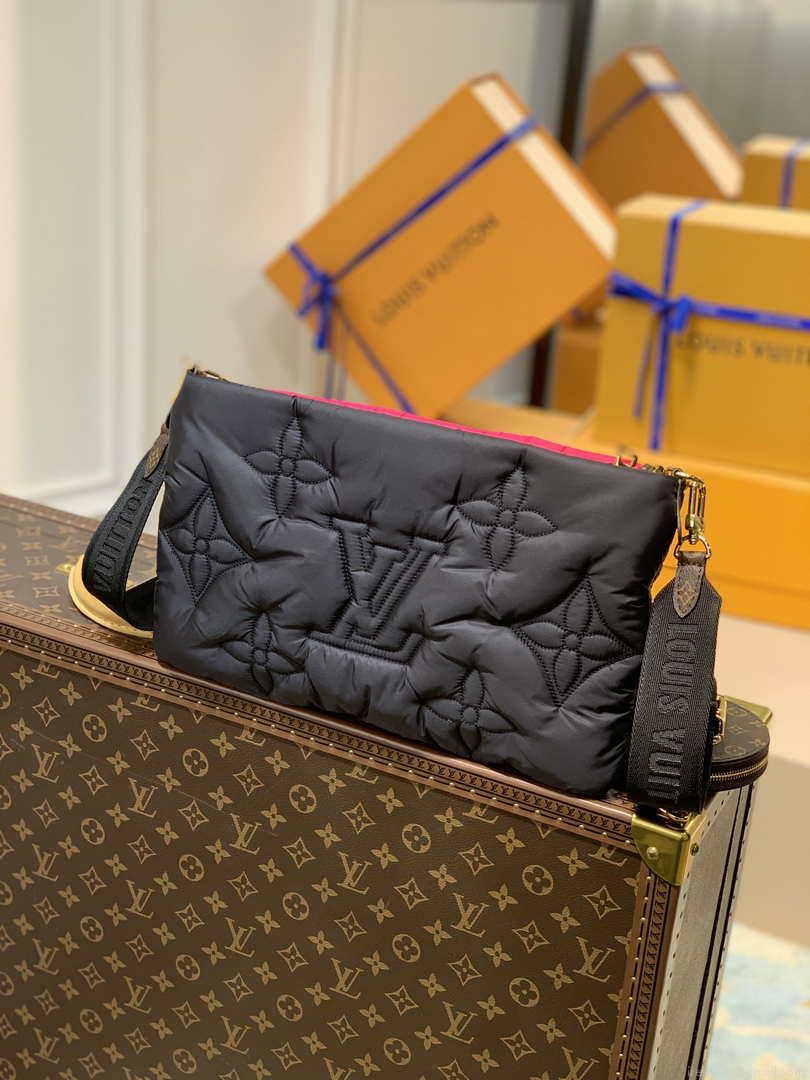 LV M58980 Louis Vuitton Maxi Multi Pochette Accessoires Bag M58977 Black and Fuchsia