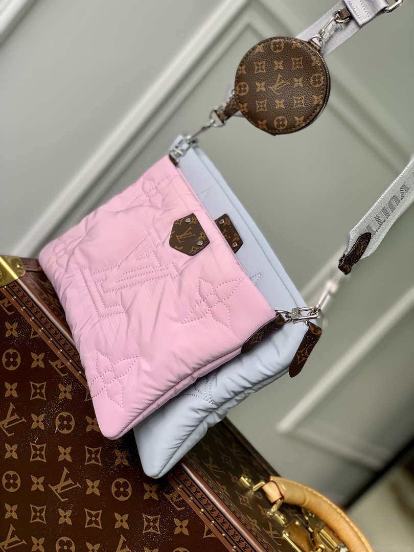 LV M21056 Louis Vuitton Maxi Multi Pochette Accessoires Bag M58977 Silver and Pale Pink