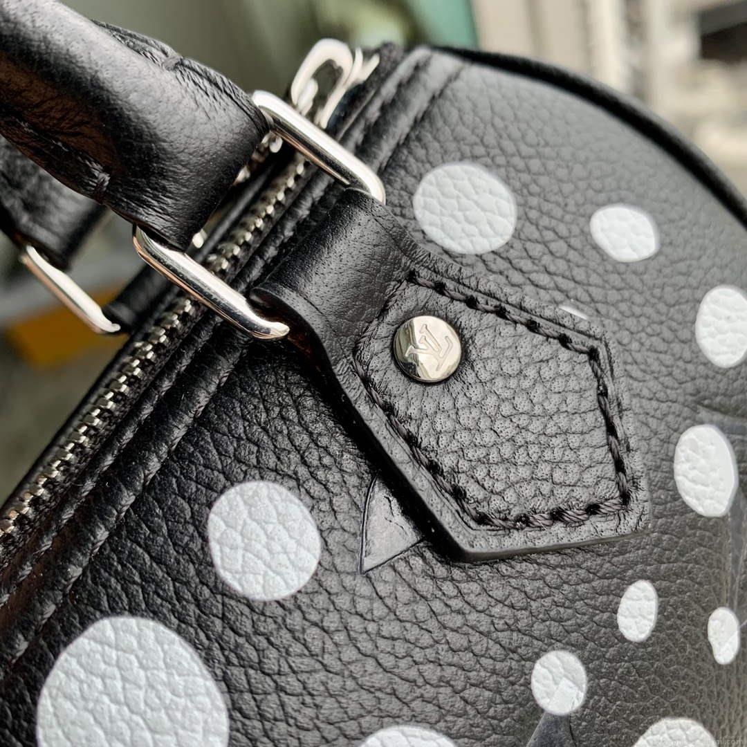 LV M81910 Louis Vuitton LV x YK Nano Speedy Bag Black and white