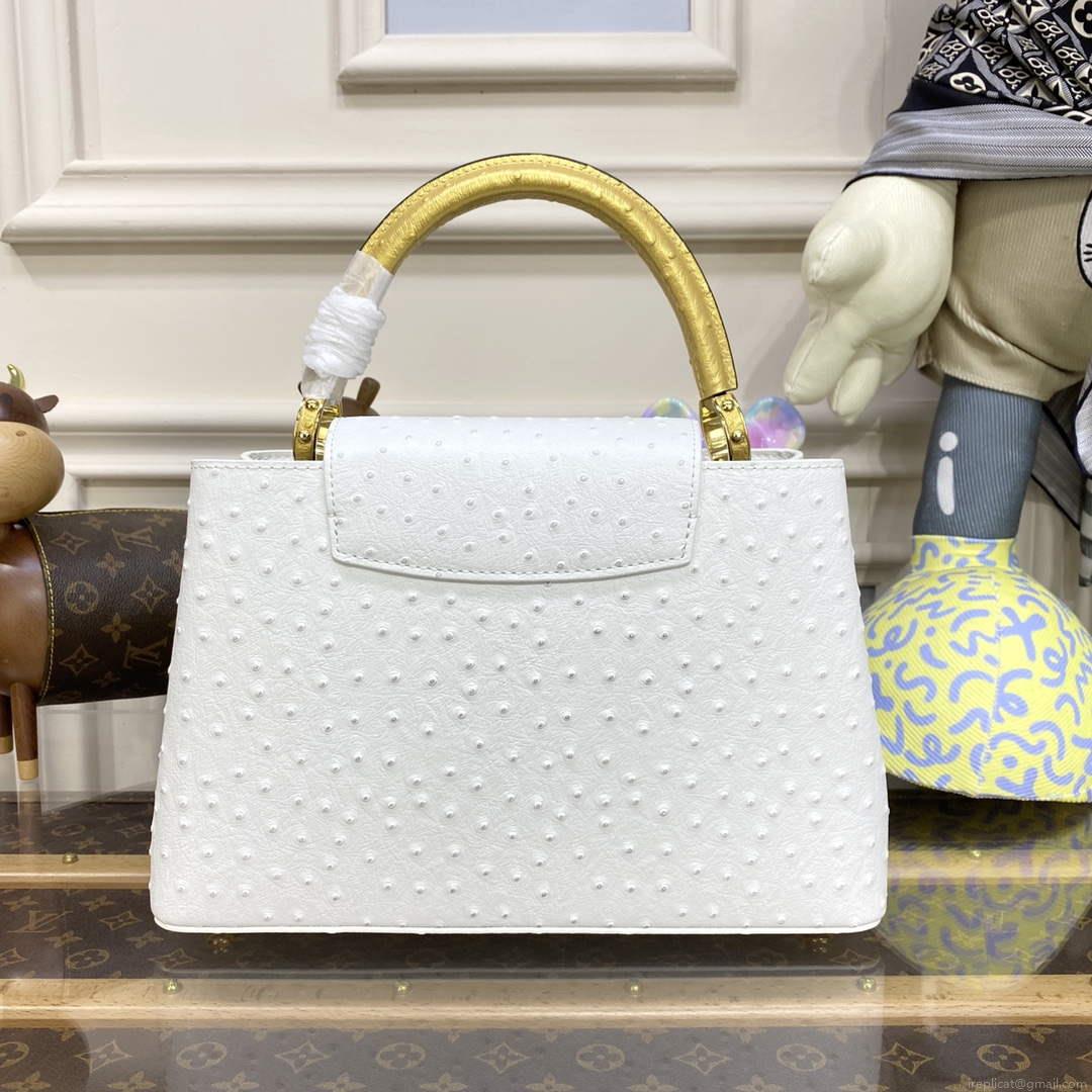 LV N81279 Louis Vuitton Capucines MM Handbag White