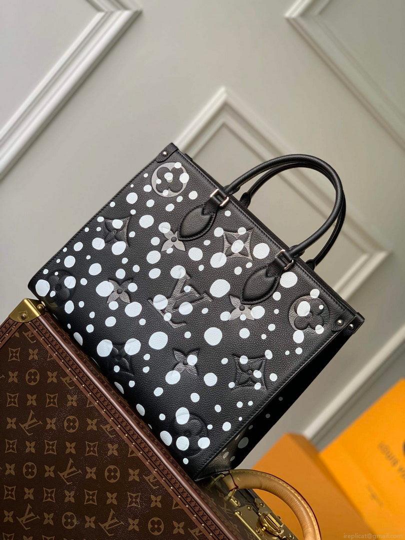 LV M46389 Louis Vuitton LV x YK OnTheGo MM Bag Black White