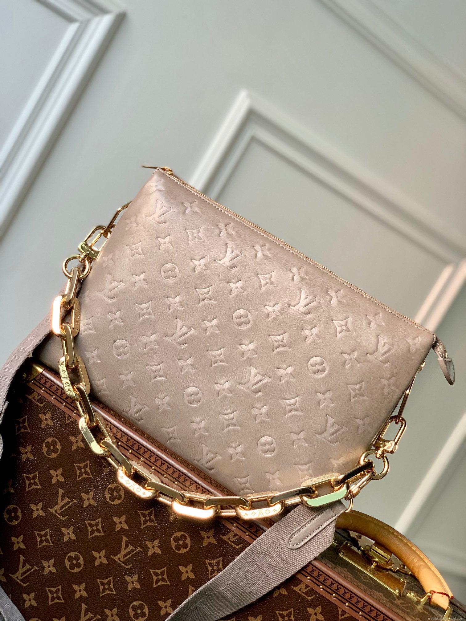 LV M57783 Louis Vuitton Coussin MM Bag Embossed puffy Lambskin Bag light Pink