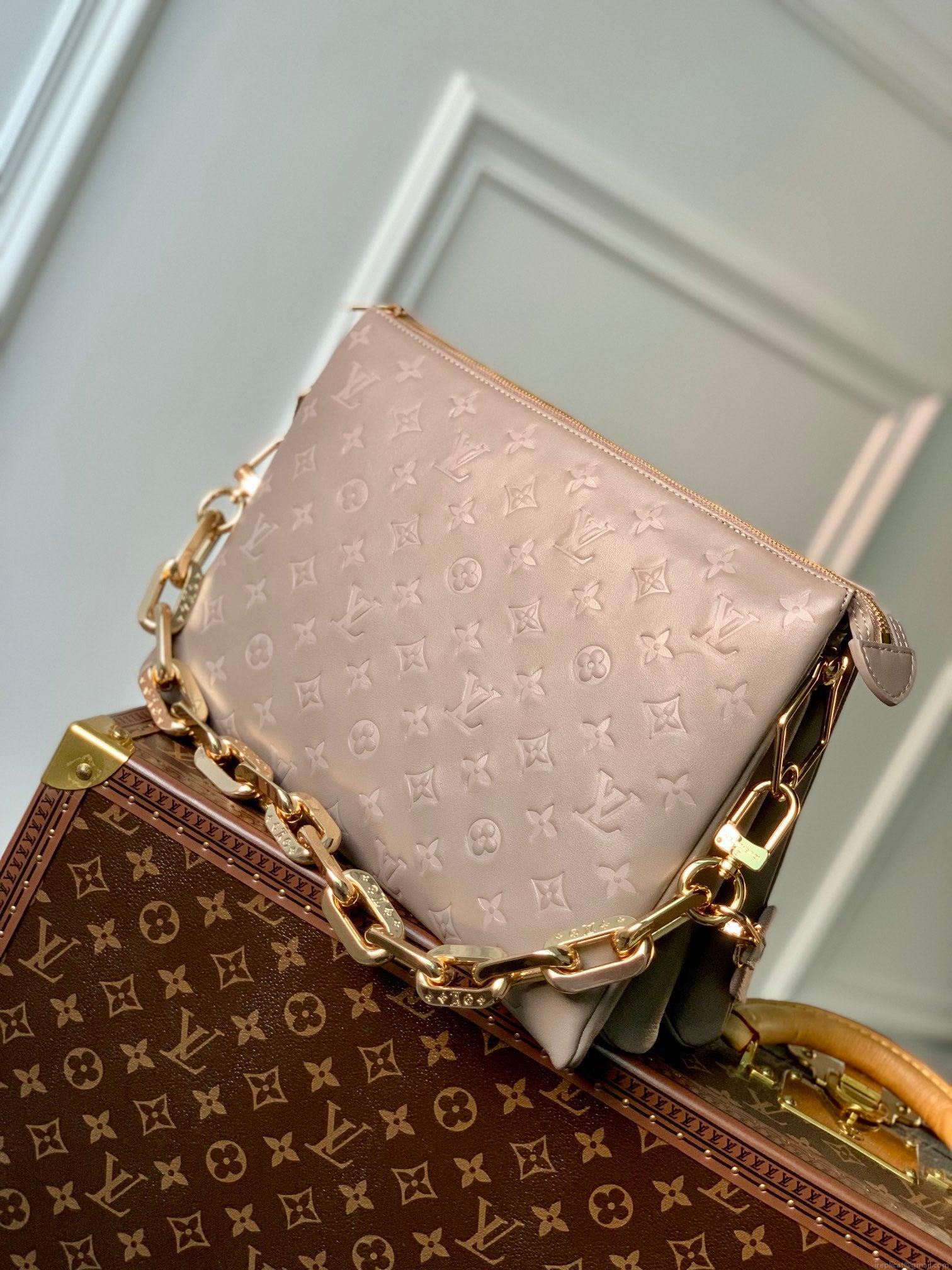 LV M57783 Louis Vuitton Coussin MM Bag Embossed puffy Lambskin Bag light Pink