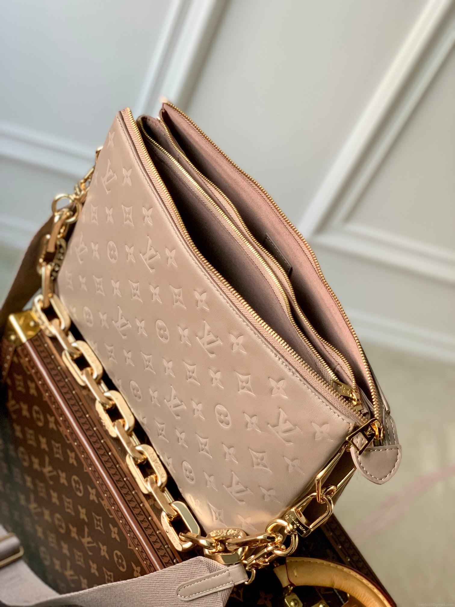 LV M57783 Louis Vuitton Coussin MM Bag Embossed puffy Lambskin Bag light Pink