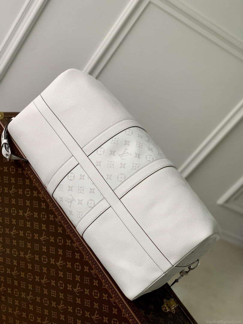 LV M30885 Louis Vuitton Keepall Bandoulière 50 Bag Optic White