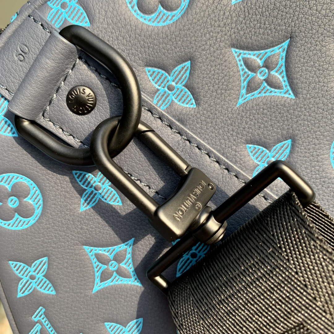 LV M46593 Louis Vuitton Keepall Bandoulière 50 Bag Navy River Blue
