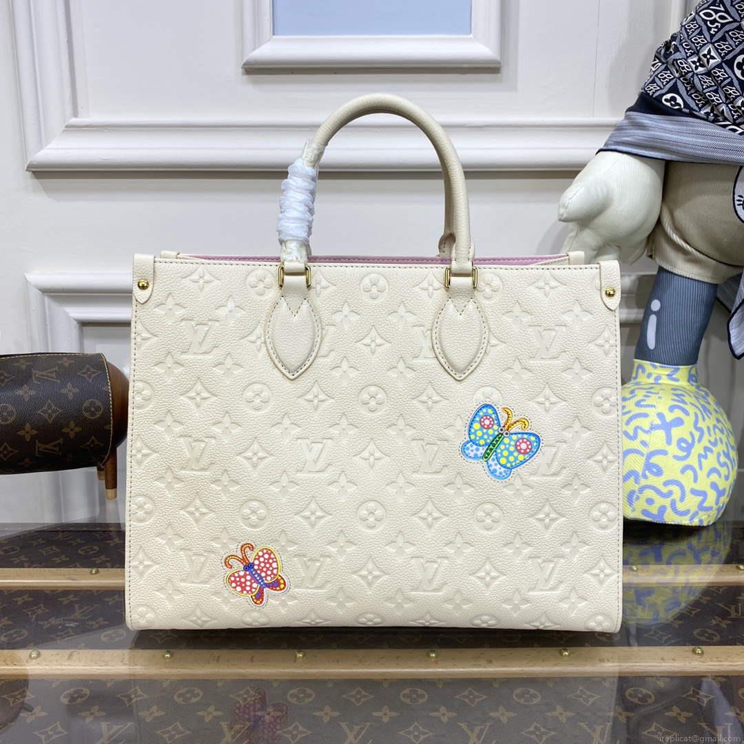 LV M46416 Louis Vuitton LV x YK OnTheGo MM Bag White