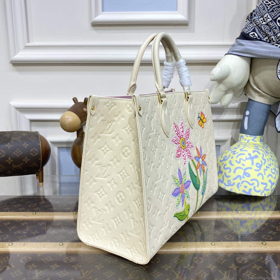 LV M46416 Louis Vuitton LV x YK OnTheGo MM Bag White