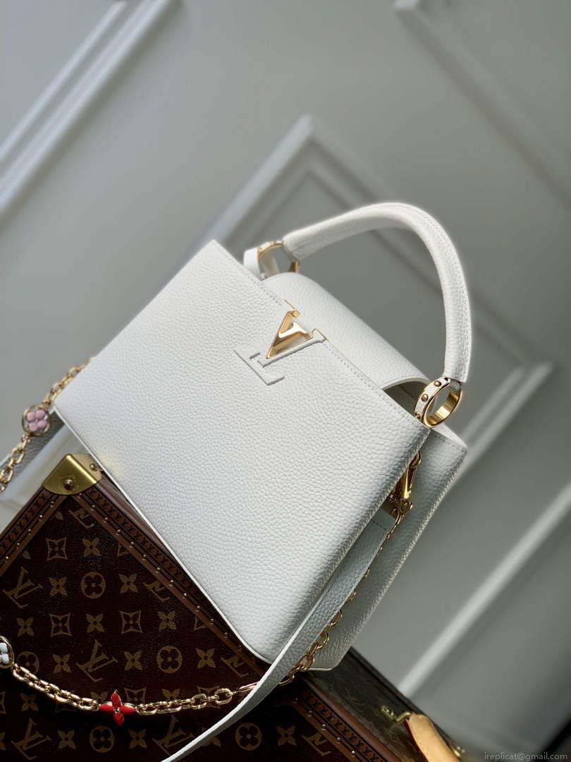 LV M22375 Louis Vuitton Capucines MM Handbag White