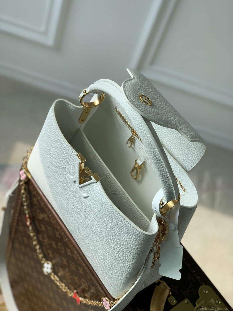 LV M22375 Louis Vuitton Capucines MM Handbag White