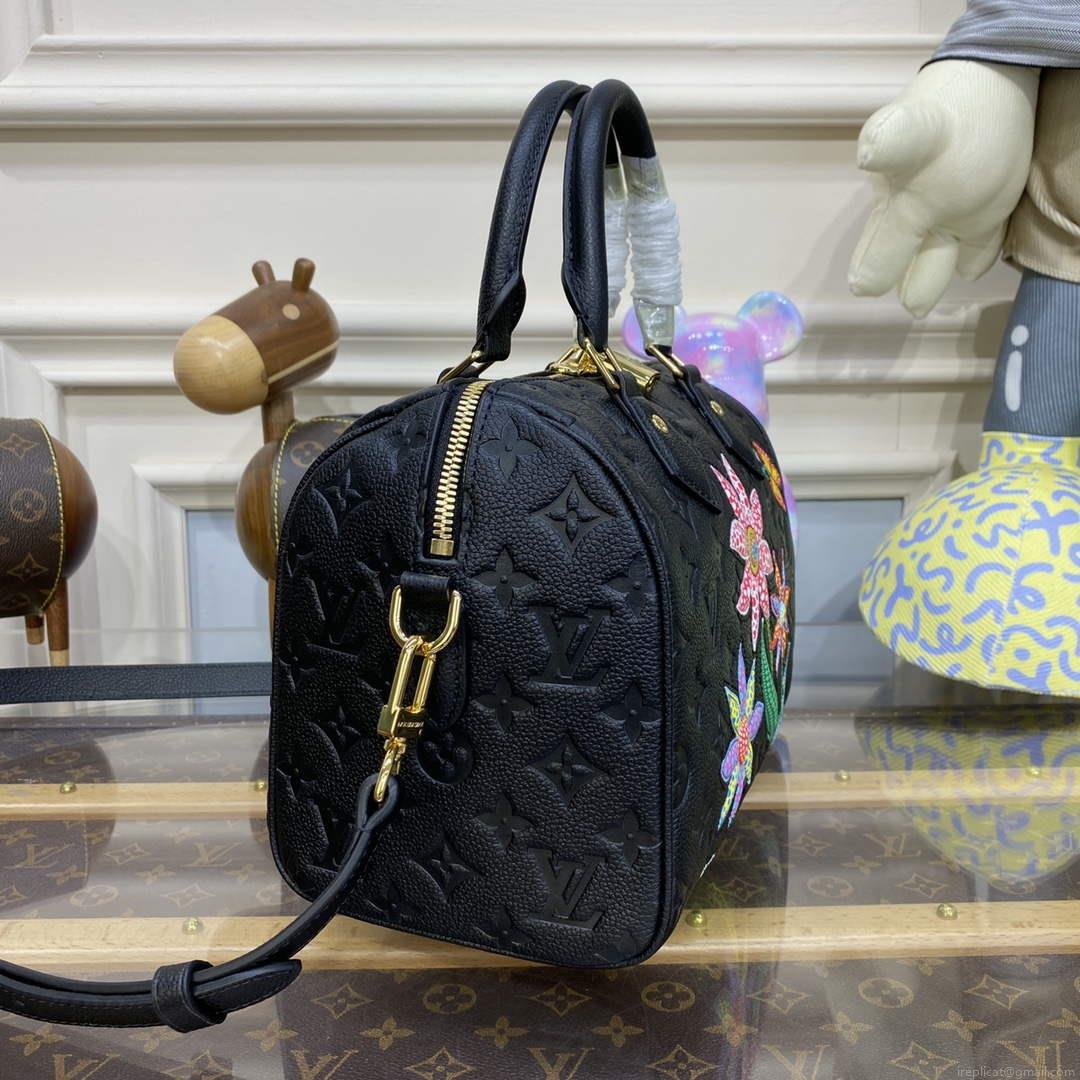 LV M46415 Louis Vuitton LV x YK Speedy Bandoulière 25 Bag Black