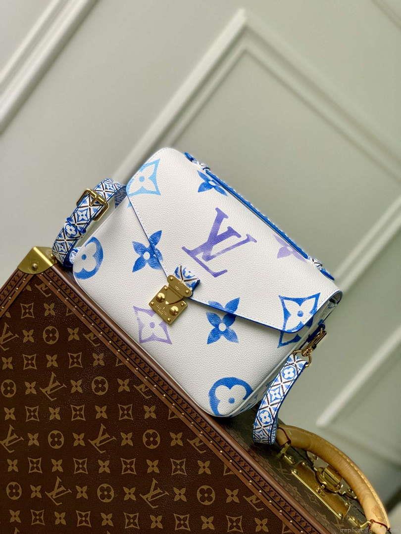 LV M23055 Louis Vuitton Pochette Métis MM Handbag Blue