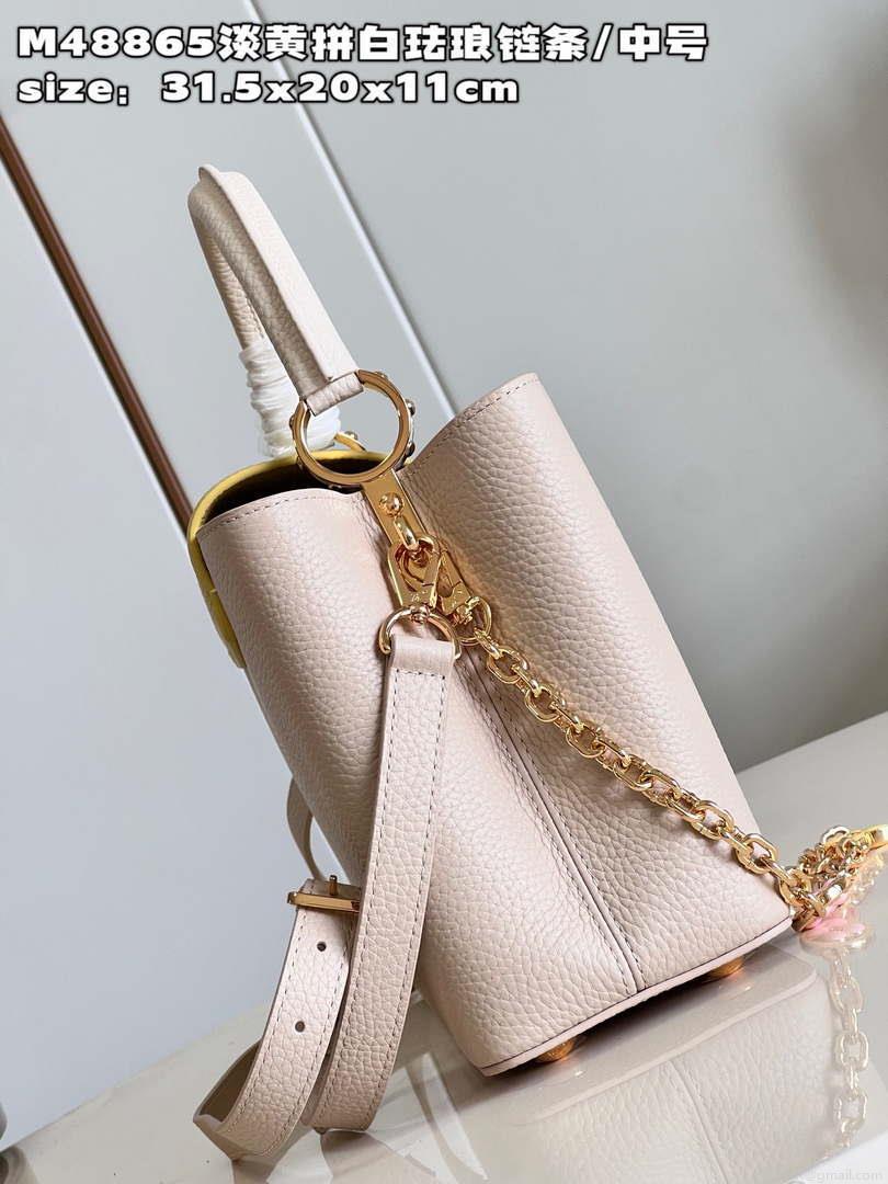 LV M22514 Louis Vuitton Capucines MM Crame Beige