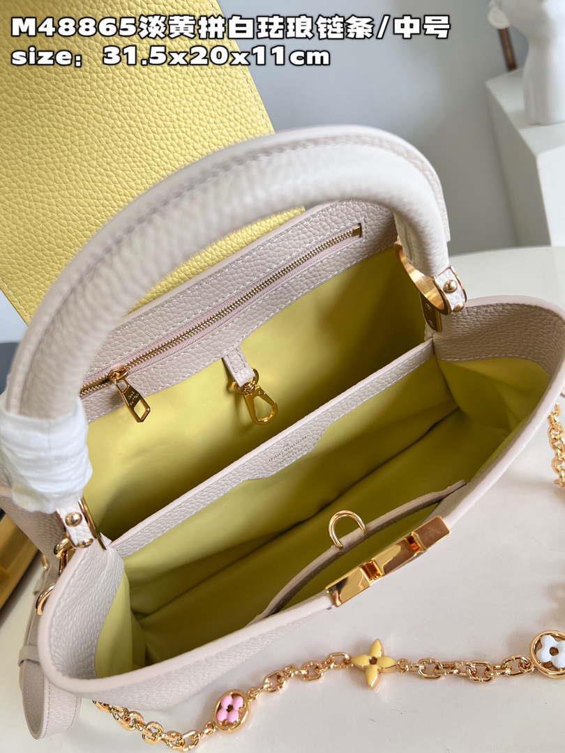 LV M22514 Louis Vuitton Capucines MM Crame Beige