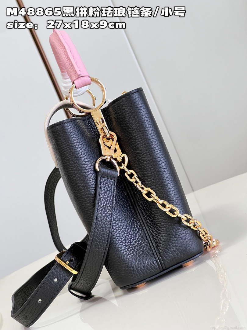 LV M22512 Louis Vuitton Capucines BB Bag Black and Pink