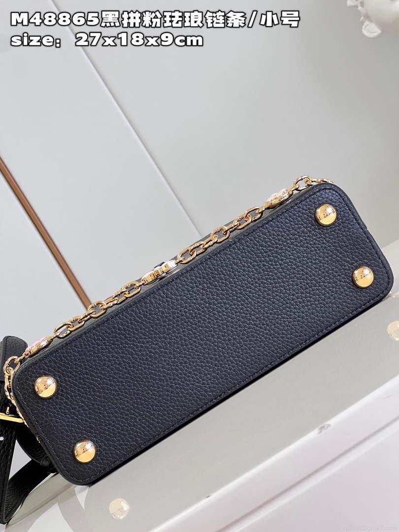 LV M22512 Louis Vuitton Capucines BB Bag Black and Pink