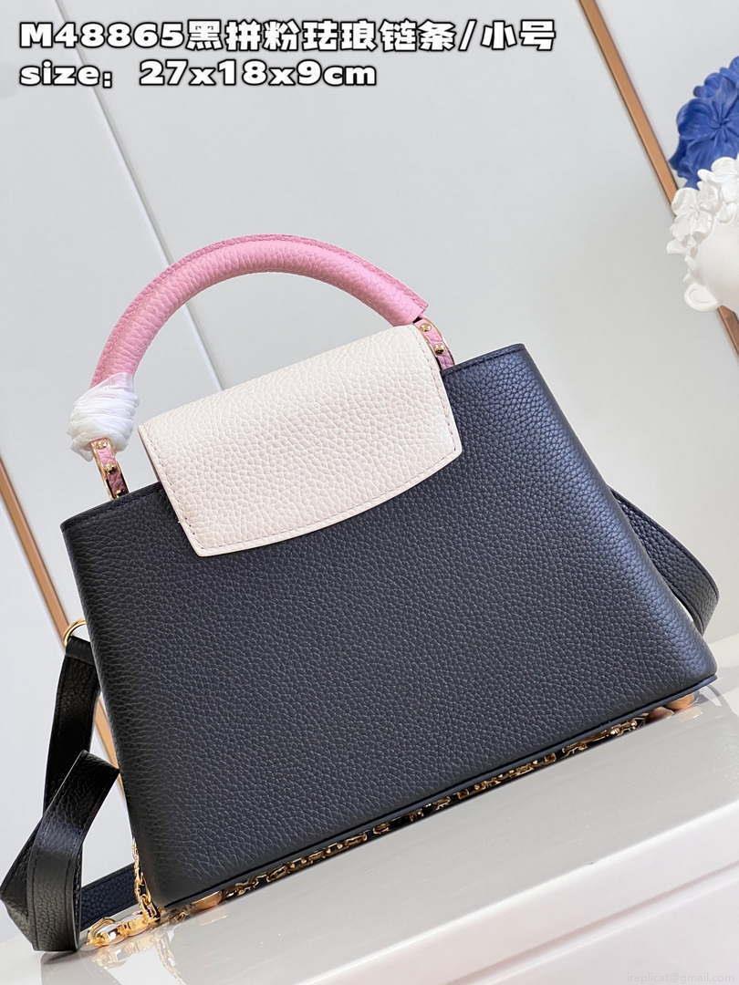 LV M22512 Louis Vuitton Capucines BB Bag Black and Pink