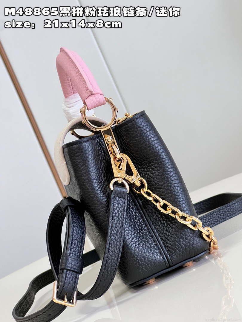 LV M22512 Louis Vuitton Capucines Mini Black and Pink