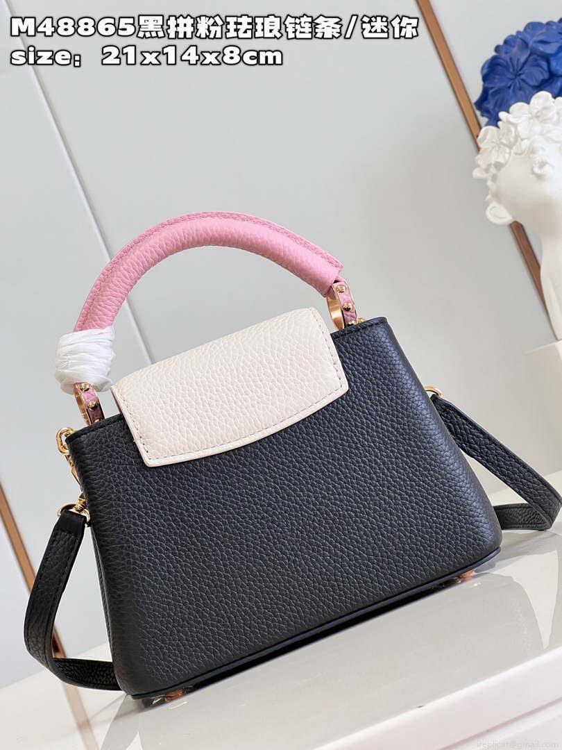 LV M22512 Louis Vuitton Capucines Mini Black and Pink