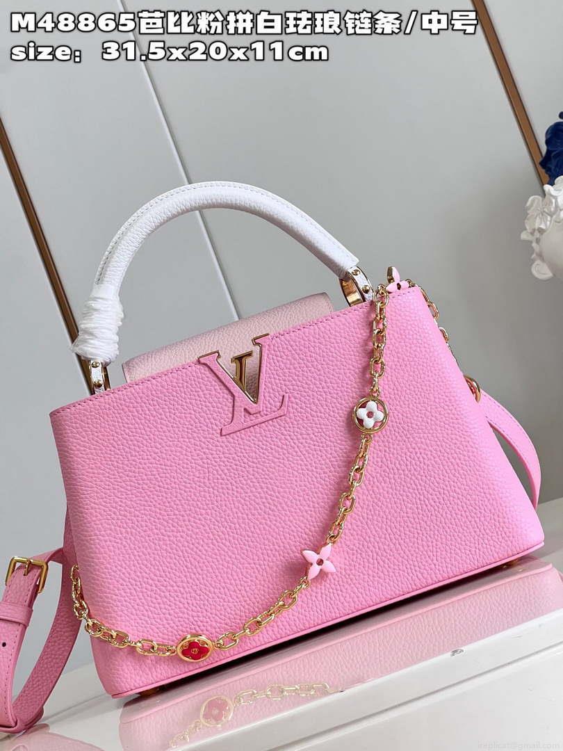LV M22375 Louis Vuitton Capucines MM Rose Chamallow Pink