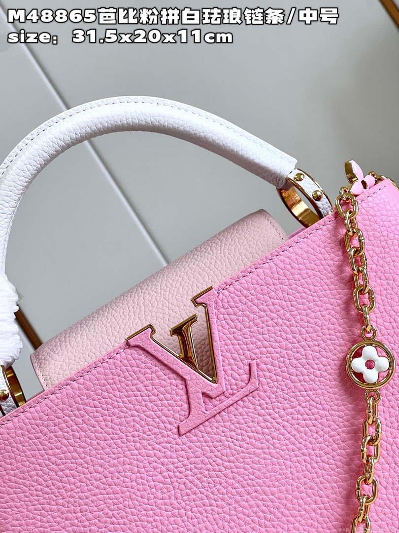 LV M22375 Louis Vuitton Capucines MM Rose Chamallow Pink