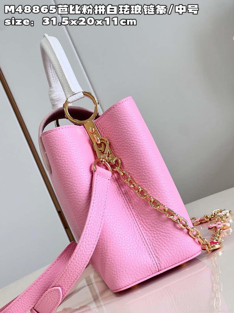 LV M22375 Louis Vuitton Capucines MM Rose Chamallow Pink