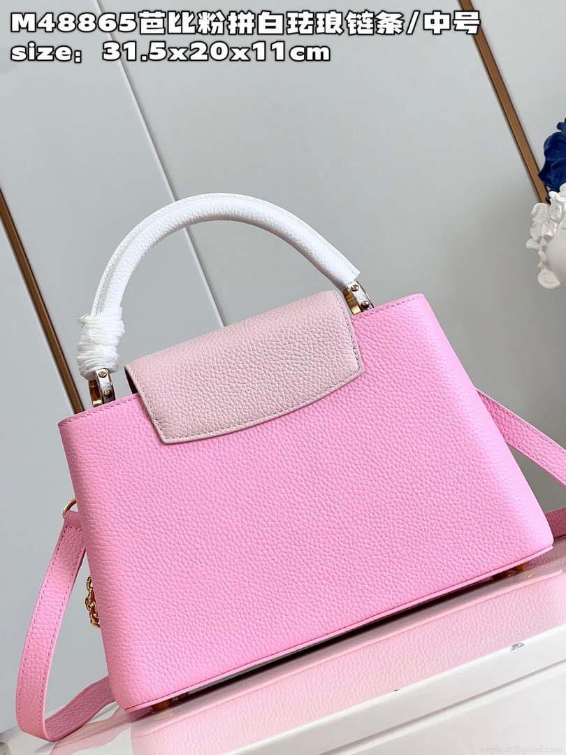 LV M22375 Louis Vuitton Capucines MM Rose Chamallow Pink
