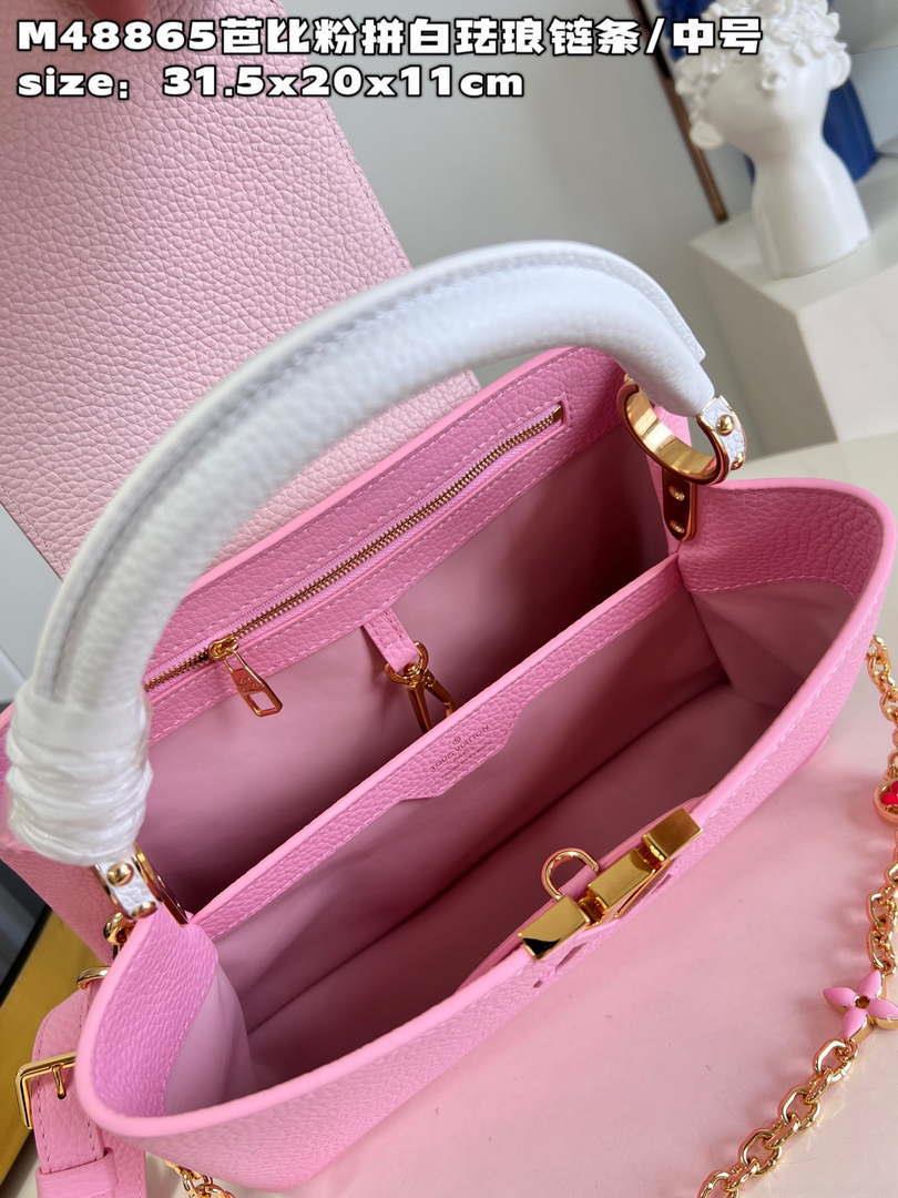 LV M22375 Louis Vuitton Capucines MM Rose Chamallow Pink