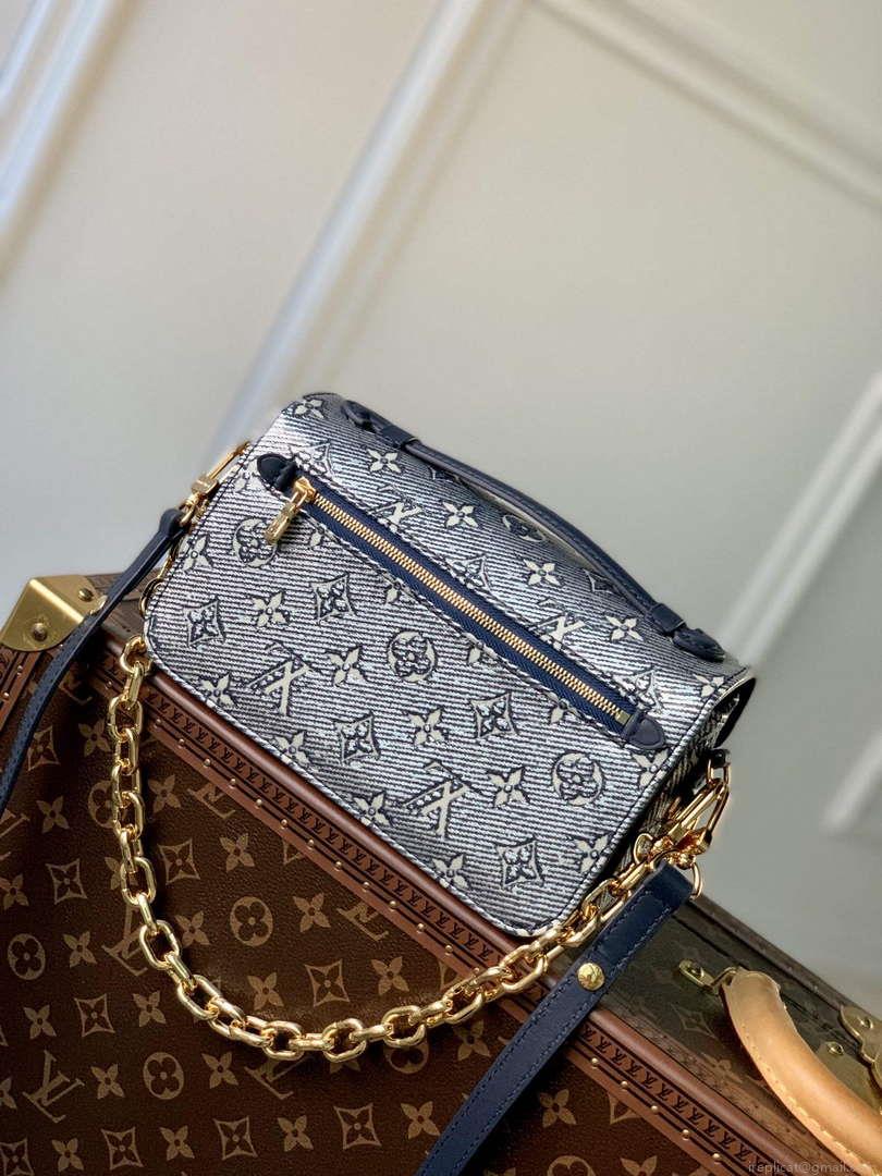 LV M22834 Louis Vuitton Pochette Métis East West Handbag Blue