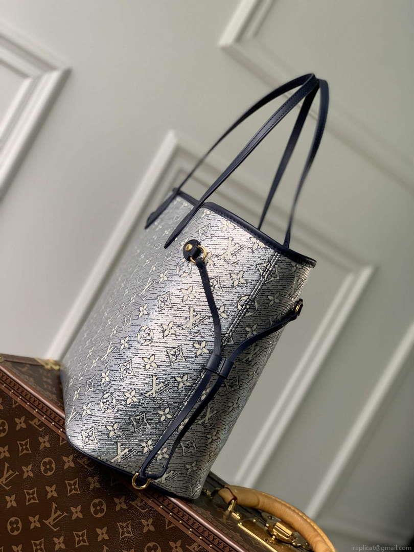 LV M22921 Louis Vuitton Neverfull MM Tote Bag Blue