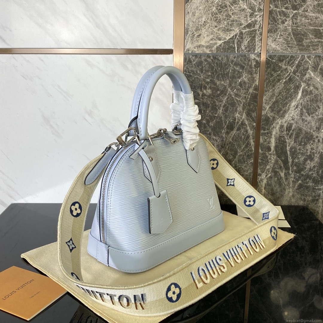LV M59345 Louis Vuitton Alma BB Epi Handbag Sky Blue