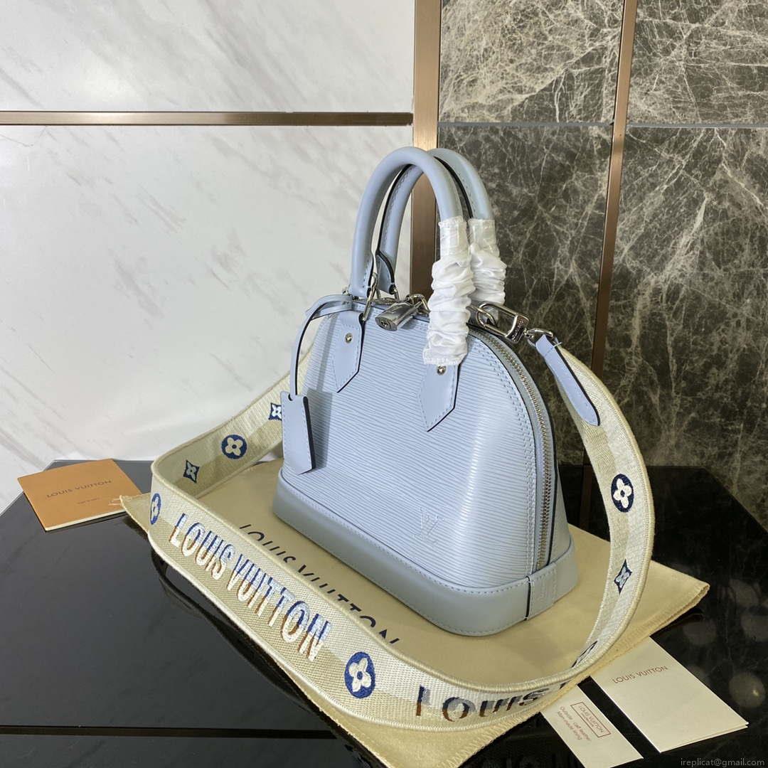 LV M59345 Louis Vuitton Alma BB Epi Handbag Sky Blue