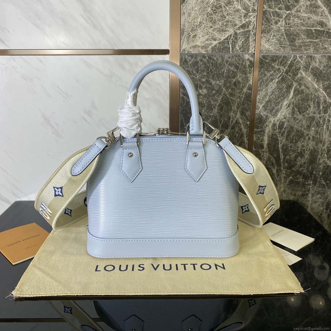 LV M59345 Louis Vuitton Alma BB Epi Handbag Sky Blue