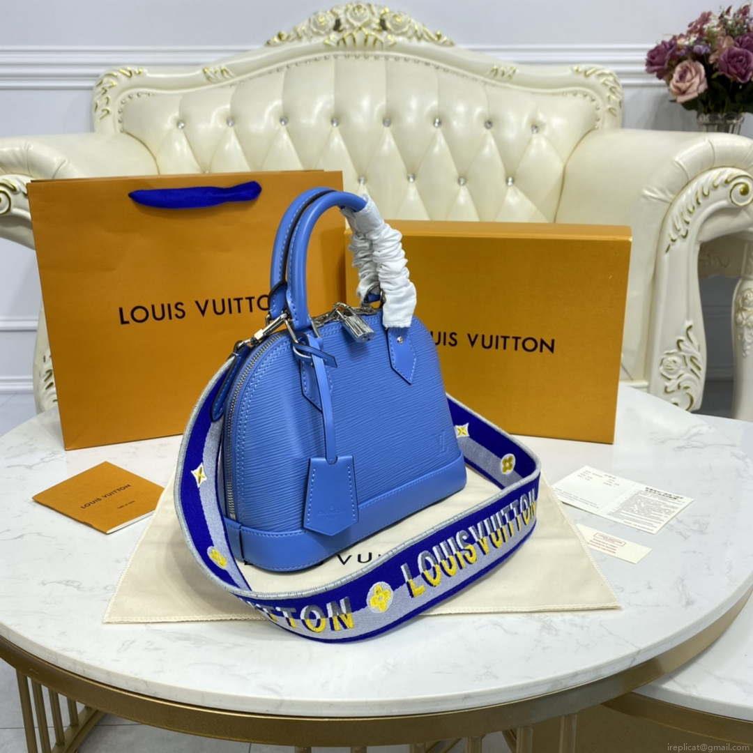 LV M57426 Louis Vuitton Alma BB Epi Handbag Blue