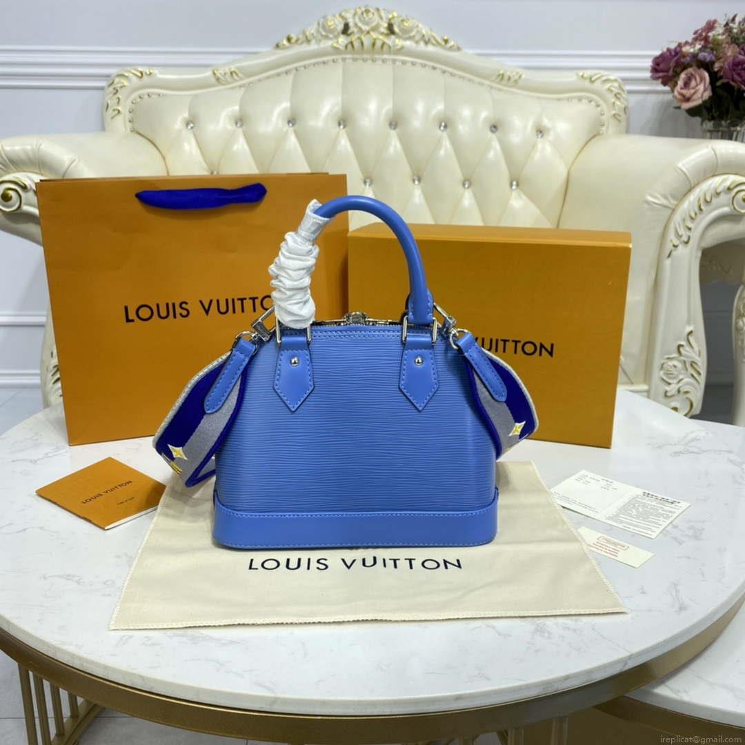 LV M57426 Louis Vuitton Alma BB Epi Handbag Blue