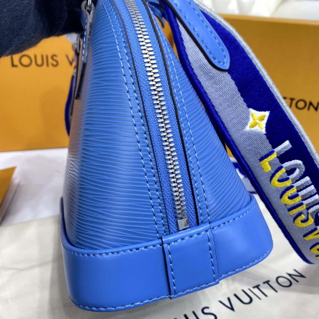 LV M57426 Louis Vuitton Alma BB Epi Handbag Blue