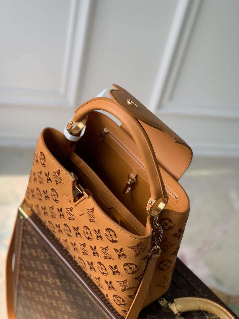 LV M22863 Louis Vuitton Capucines MM Handbag Saffron Yellow