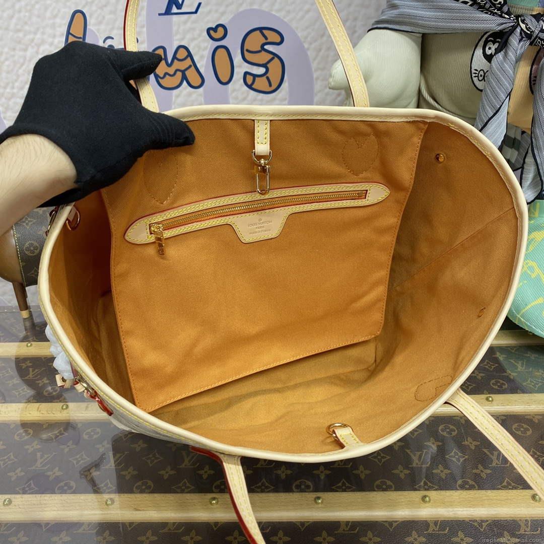 LV M23501 Louis Vuitton Neverfull MM Tote Bag Beige/Ochre