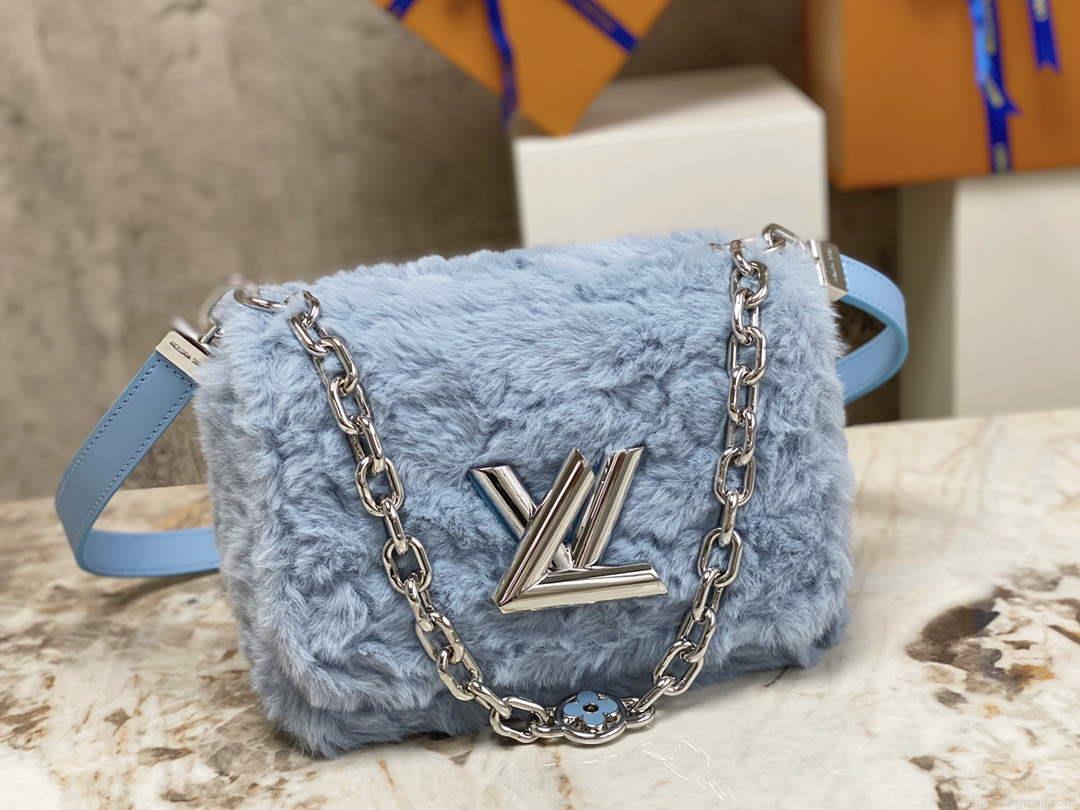 Louis Vuitton LV M21040 Twist MM Handbag Jean Blue