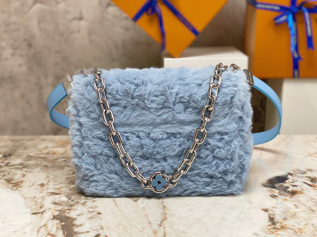 Louis Vuitton LV M21040 Twist MM Handbag Jean Blue