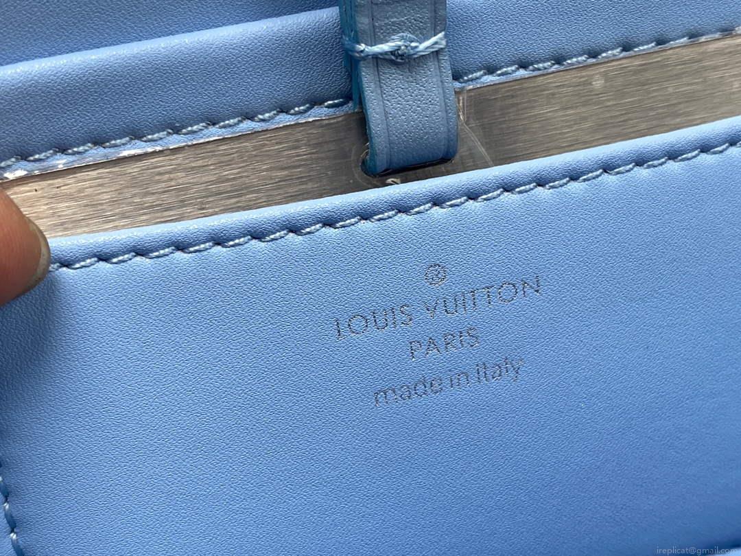 Louis Vuitton LV M21040 Twist MM Handbag Jean Blue