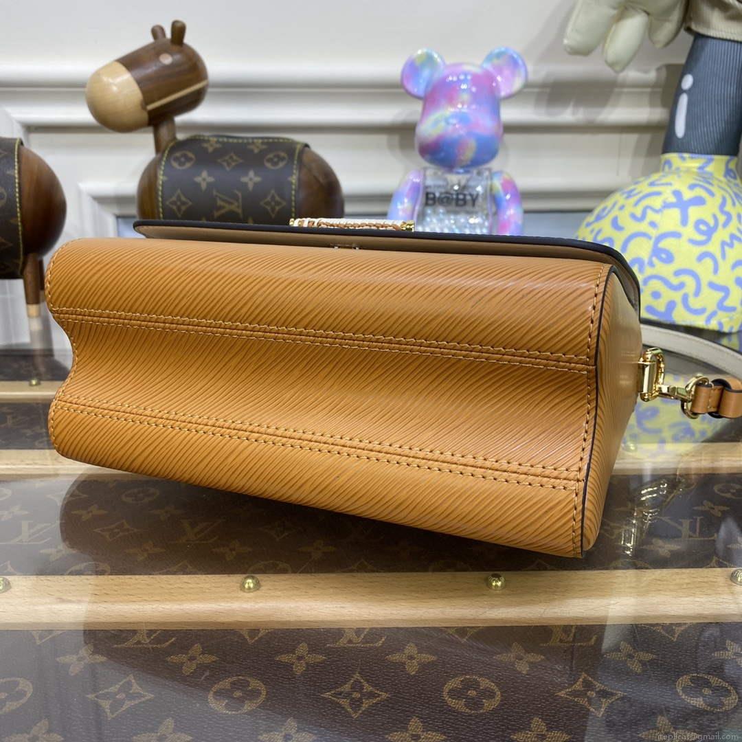 LV M22229 Louis Vuitton Twist MM Handbag Honey Gold