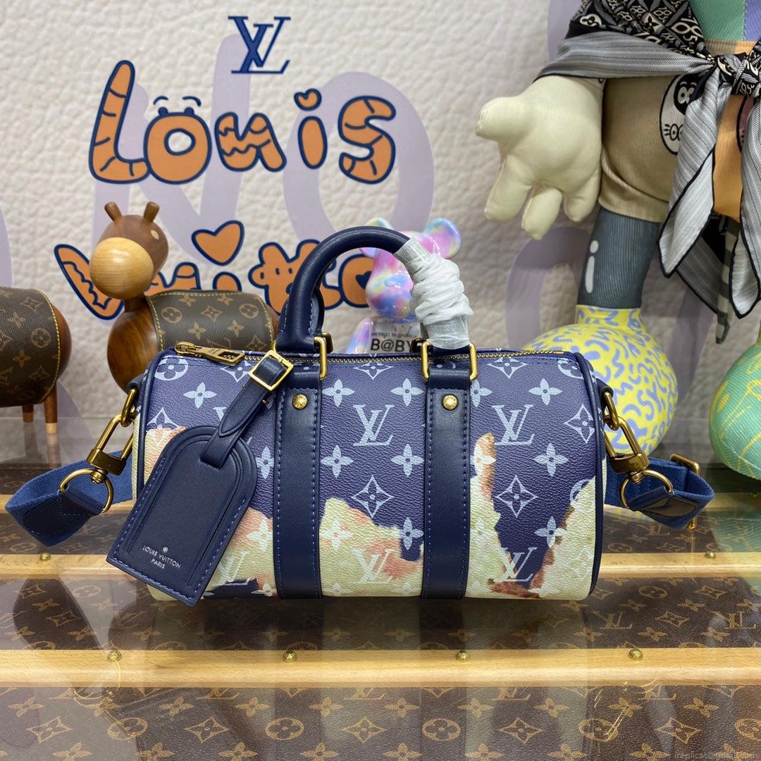 LV M46804 Louis Vuitton Keepall Bandoulière 25 Bag Ink Blue