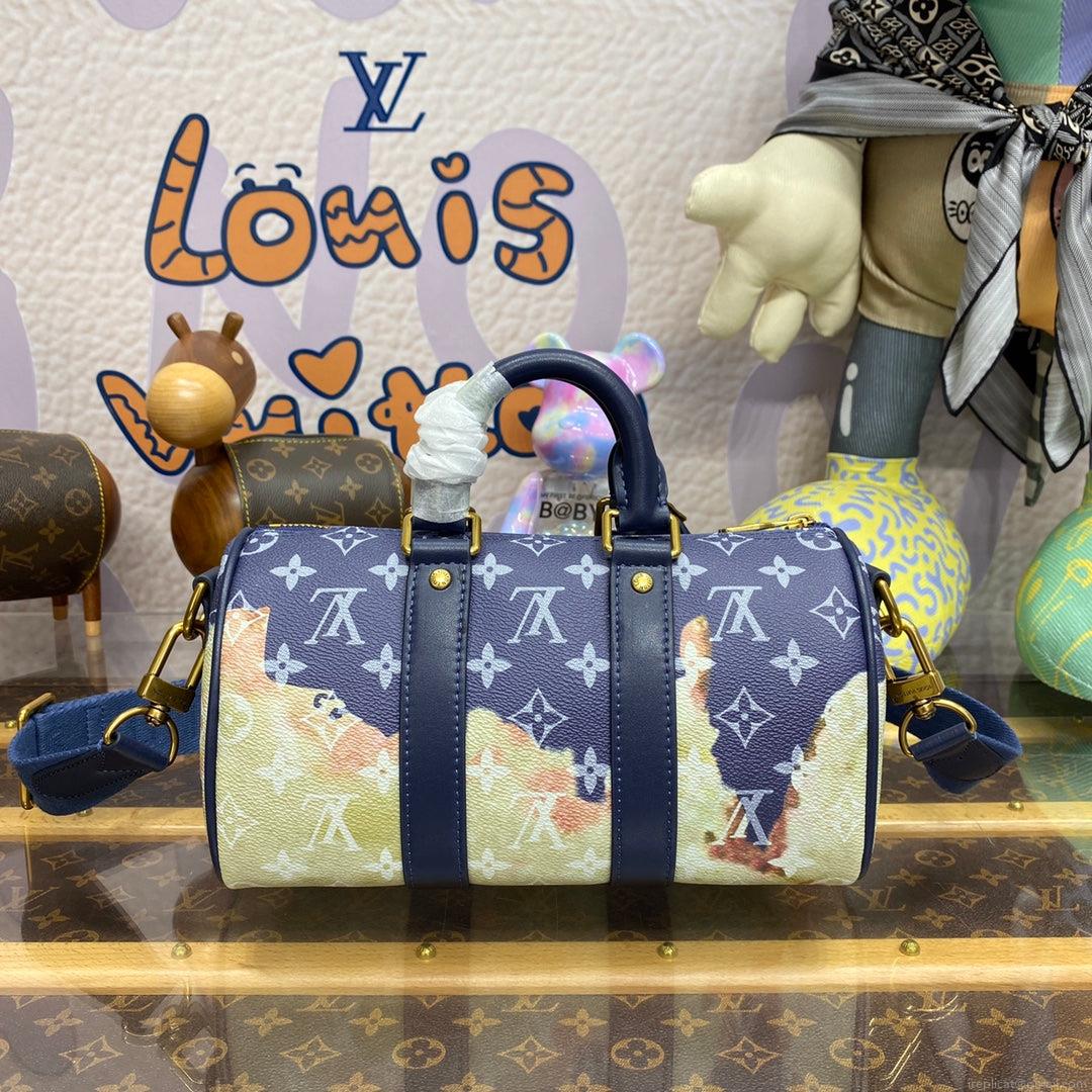 LV M46804 Louis Vuitton Keepall Bandoulière 25 Bag Ink Blue