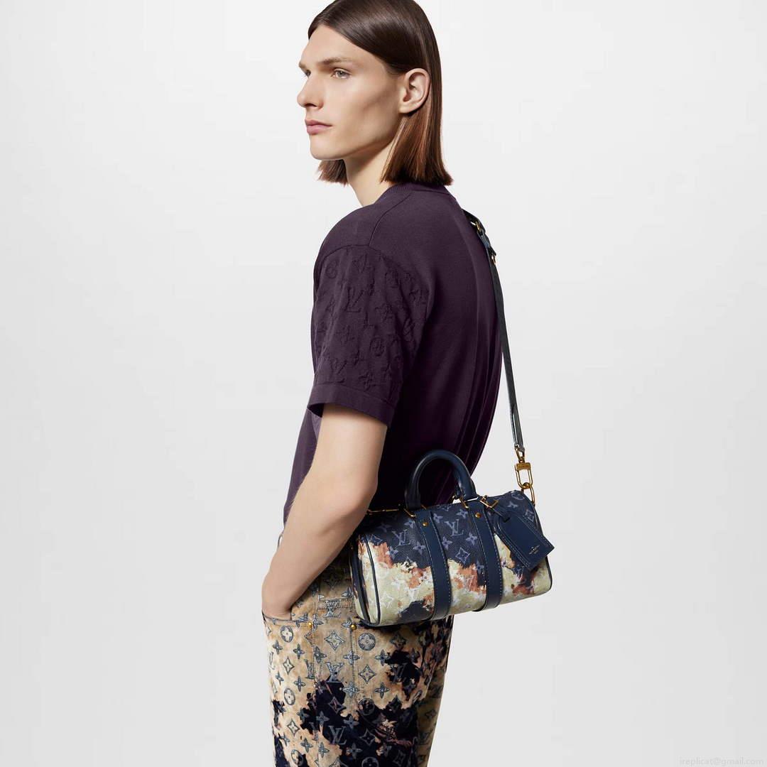 LV M46804 Louis Vuitton Keepall Bandoulière 25 Bag Ink Blue